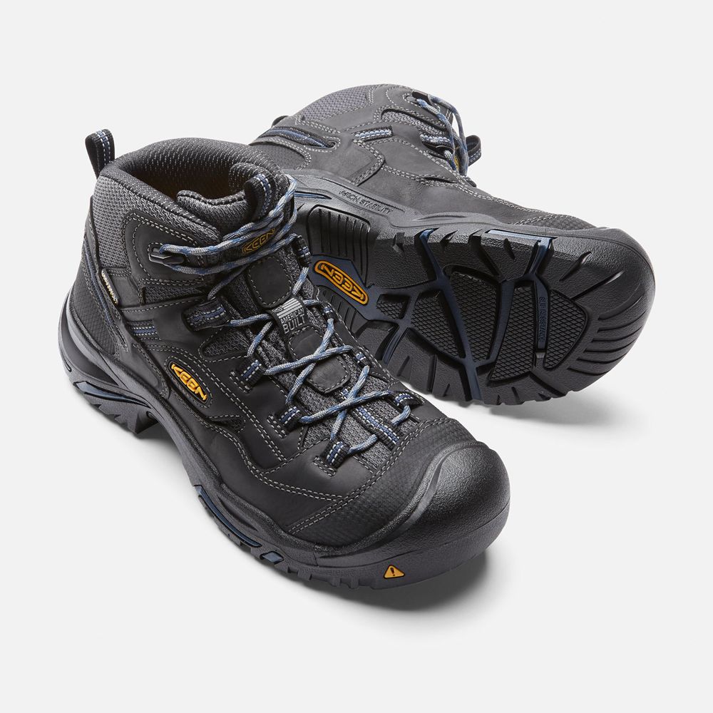 Keen Trekking Bot Erkek Siyah - Braddock Waterproof Mid (Soft Toe) - Türkiye WJBF80916